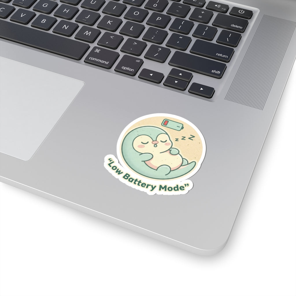Low Battery Mode Penguin Sticker — Cute Sleeping Penguin Kiss-Cut Sticker