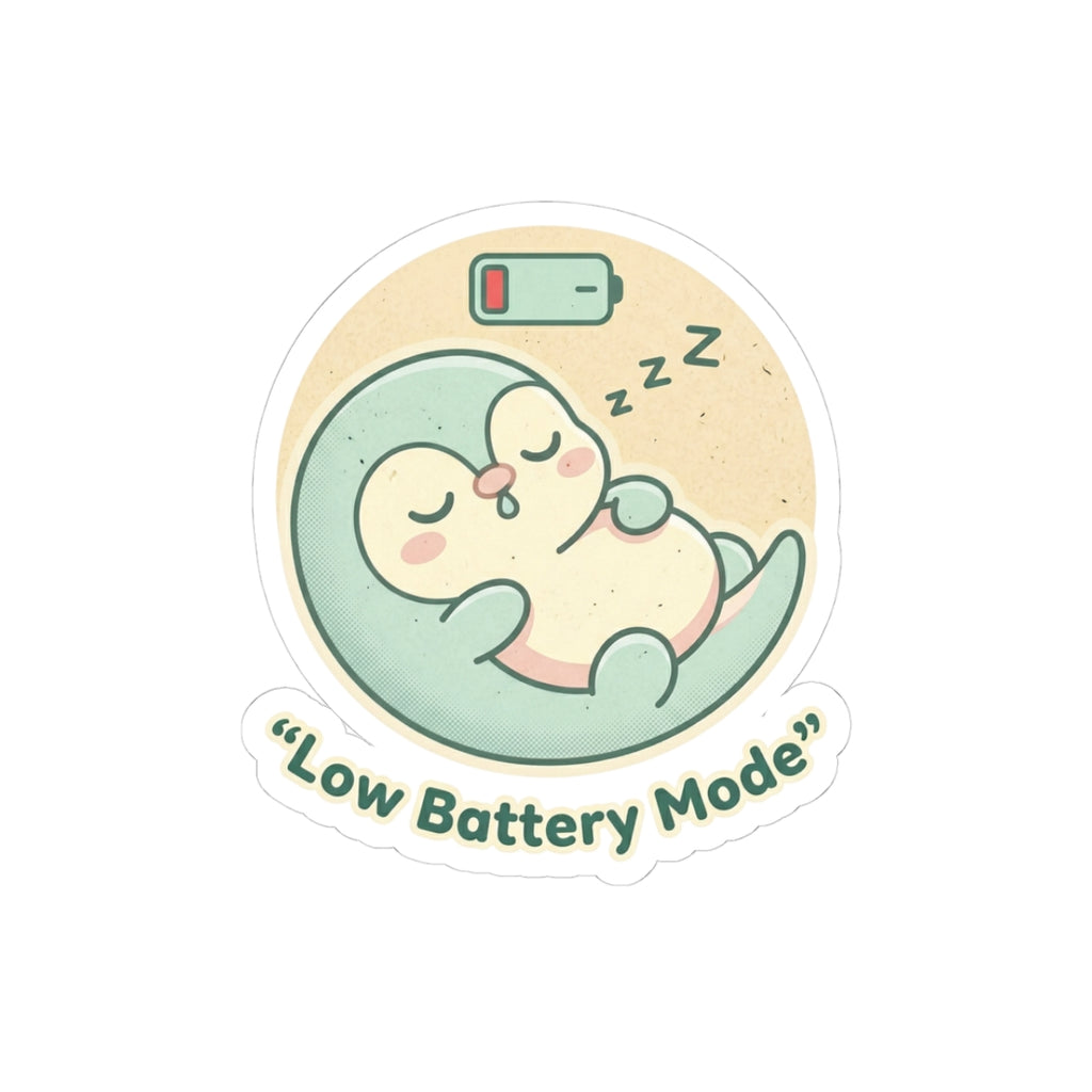 Low Battery Mode Penguin Sticker — Cute Sleeping Penguin Kiss-Cut Sticker