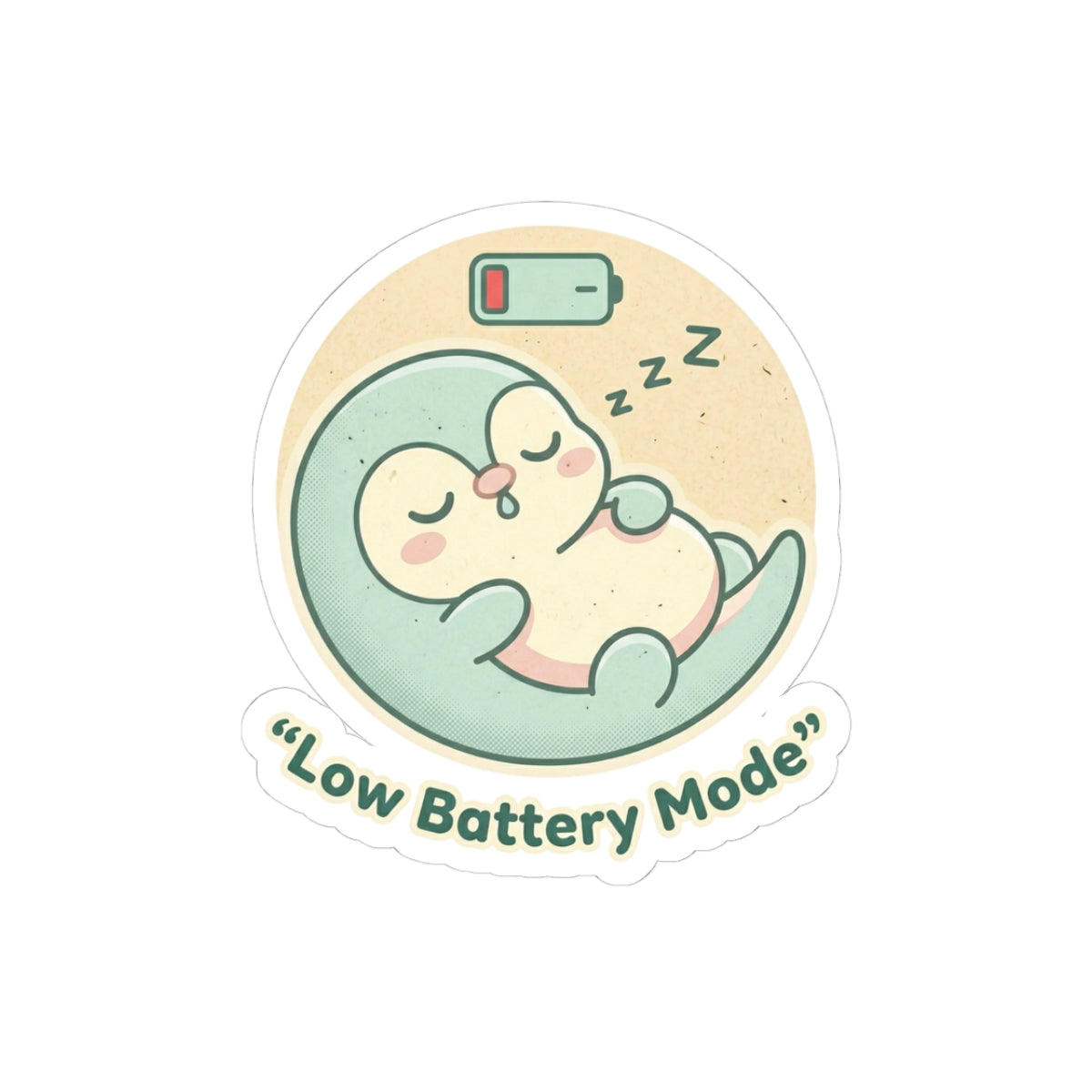 Low Battery Mode Penguin Sticker — Cute Sleeping Penguin Kiss-Cut Sticker